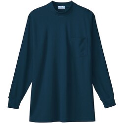 50128-1-L [50128 長袖ローネックTシャツ（胸ポケット付き） ネイビー L]