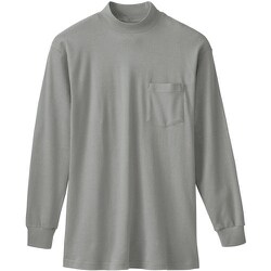 50108-26-L [50108 長袖ハイネックTシャツ（胸ポケット付き） 杢グレー L]