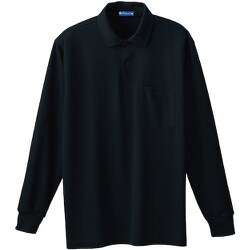 50120-4-L [50120 長袖ポロシャツ（胸ポケット付き） ブラック L]
