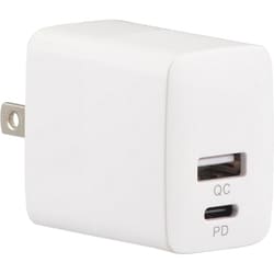 USB急速充電器 USB PD（パワーデリバリー）/QC（クイックチャージ）対応 20W USB-C×1/USB-A×1 スイングプラグ採用 MAV-AQP20W-W