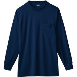 50388-1-L [50388 長袖ローネックシャツ（胸ポケット付き） ネイビー L]