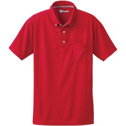 50391-43-L [50391 半袖ボタンダウンポロシャツ（胸ポケット付き） レッド L]