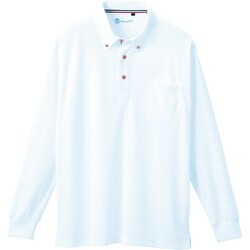 50394-00-S [50394 長袖ボタンダウンポロシャツ（胸ポケット付き） ホワイト S]