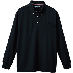 50394-04-SS [50394 長袖ボタンダウンポロシャツ（胸ポケット付き） ブラック SS]