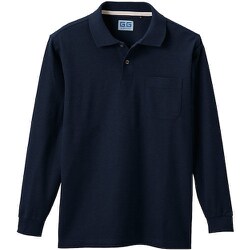 50590-1-M [50590 長袖ポロシャツ（胸ポケット付き） ネイビー M]