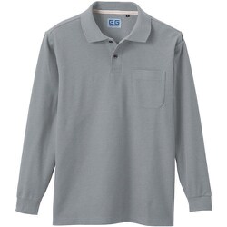 50590-26-L [50590 長袖ポロシャツ（胸ポケット付き） 杢グレー L]