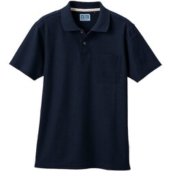 50597-1-L [50597 半袖ポロシャツ（胸ポケット付き） ネイビー L]