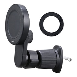 WA140 [車内用品 スマホホルダー マグネットスマホホルダーA/C エアコン取付 強力磁石 Magsafe対応 360° 角度調整 マグネットリング付属 iPhone Android対応]
