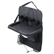 WA143 [車内用品 後部座席用テーブル ソフトシートバックトレイ リアトレイ 大型 ワイドサイズ 布生地製 多機能 収納ポケット ティッシュカバー ドリンクホルダー フック マチ付き]