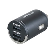 F354 [車内用品 USB シガーソケット ミニパワープラグUC×2 USB-C 2ポート PD20W 最大合計出力 40W 2台同時充電 DCソケット 蓋が閉まる 小型 コンパクト 引き抜きリング設計]