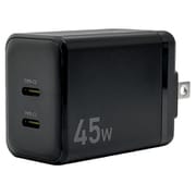 USB急速充電器 USB PD(パワーデリバリー)対応 45W USB-C×2 PPS対応 GaN IC採用 回転収納式プラグ C22C45W02CGRY