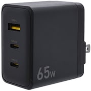 USB急速充電器 USB PD(パワーデリバリー)対応 65W USB-C×2/USB-A×1 PPS対応 GaN IC採用 回転収納式プラグ チャコールグレー C22CA65W01CGRY