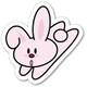 57337 [お菓子ステッカー ミニボーロ（ウサギ うさぎ） 大阪前田製菓]