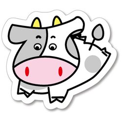 57339 [お菓子ステッカー ミニボーロ（ウシ うし 牛） 大阪前田製菓]