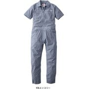 GE-589-19-07 [綿麻ストライプフェミニン半袖作業ツナギ カラー：ヒッコリー サイズ：7号]