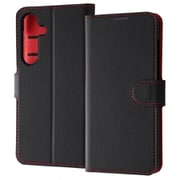 Galaxy S24用 Like standard 手帳型レザーケース シンプル マグネット/ブラック/レッド RT-GS24ELC1/BR