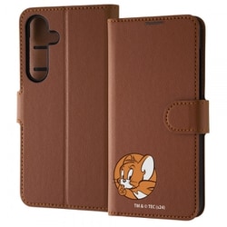 Galaxy S24用 トムとジェリー/手帳型レザーケース シンプル マグネット/ジェリー ひょっこり IJ-WGS24ELC1DK/TJ56