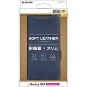 Galaxy S24(SC-51E)用 ケース レザー カバー 手帳型 マグネット フラップ 衝撃吸収 ワイヤレス充電可 ストラップホール付 スタンド機能付 NEUTZ ネイビー PM-G241PLFYNV