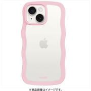 16194 [Wavy Case iPhone 16e/15/14/13用 ケース 背面クリア 耐衝撃 Pink/Transparent]