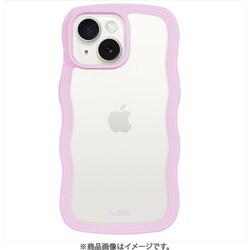 16195 [Wavy Case iPhone 16e/15/14/13用 ケース 背面クリア 耐衝撃 Lilac/Transparent]