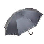 長傘 晴雨兼用 犬柄 55cm 手開き式 UV加工 ブラック OSK-062D