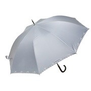 長傘 晴雨兼用 犬柄 55cm 手開き式 UV加工 グレー OSK-062D