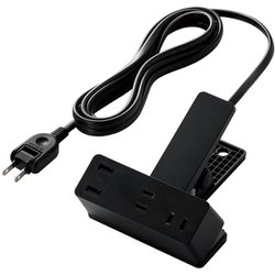 電源タップ 延長コード USB付き タップ 2.5m （コンセント×3 USB A×2） クリップ式 雷ガード ほこり防止シャッター ブラック T-U05-3225BK