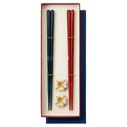ペアHASHI レッド×ネイビー 箸 箸置き 2膳セット BHK168-RDxNV