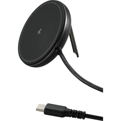ワイヤレス充電器 Qi2対応 15W/7.5W/5W マグネット式 ケーブル一体型 1m ブラック W-MA06BK