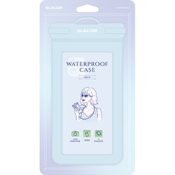 P-WPSF05BU [スマートフォン用 防水ケース IPX8 水没防止設計 顔認証対応 ブルー]