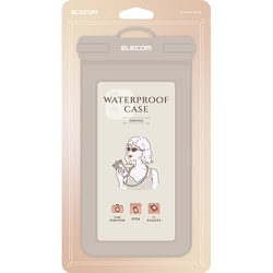 P-WPSF05GB [スマートフォン用 防水ケース IPX8 水没防止設計 顔認証対応 グレージュ]