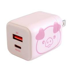 PD/QC両対応 急速充電器 20W USB-Type-A/Type-C各1ポート ブタ JKPD20GAPK