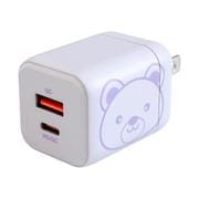 PD/QC両対応 急速充電器 20W USB-Type-A/Type-C各1ポート クマ JKPD20GAPP