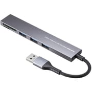 USBハブ 薄型 3ポート スリムハブ カードリーダー付 SD microSD バスパワー 軽量 コンパクト アルミ USB-A接続 USB-3HC320MS