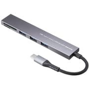 USB3.2/3.1 Gen1 ハブ ドック 5Gbps USB-CからUSB-A×3ポート スリム カードリーダー付き SD/microSD バスパワー 軽量 コンパクト アルミ シルバー USB-3TCHC20MS