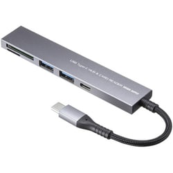 USBハブ Type C接続 薄型 3ポート（USB-A×2/Type-C×1） スリムハブ カードリーダー付 SD microSD バスパワー 軽量 コンパクト アルミ USB-3TCHC21MS