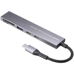 USBハブ Type C接続 薄型 3ポート（USB-A×1/Type-C×2） スリムハブ カードリーダー付 SD microSD バスパワー 軽量 コンパクト アルミ USB-3TCHC22MS
