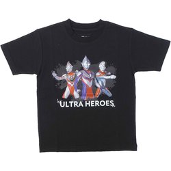 22863184 [ウルトラマン KIDS ヒーロー＆モンスター Tシャツ BLACK-1 ティガ・ダイナ・ガイア 110cm]