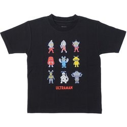 22863184 [ウルトラマン KIDS ヒーロー＆モンスター Tシャツ BLACK-2 デフォルメ集合 110cm]
