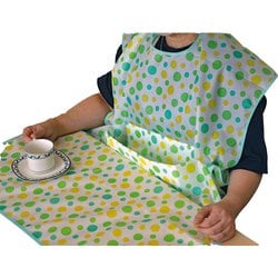 食事用エプロン 水玉模様 LP 水玉模様 グリーン （74×120cm）