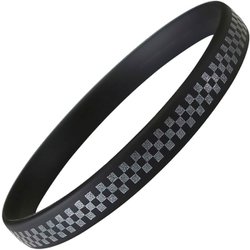 スパークノンX シリコンバンド 市松模様 ブラック×パール Lサイズ 幅8mm [静電気防止リング]