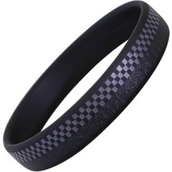 スパークノンX リストバンド 市松紗綾 ブラック×パール Lサイズ 幅12mm [静電気防止リング]