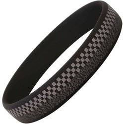 スパークノンX リストバンド 市松紗綾 ブラック×シルバー Lサイズ 幅12mm [静電気防止リング]
