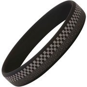 スパークノンX リストバンド 市松紗綾 ブラック×シルバー Lサイズ 幅12mm [静電気防止リング]