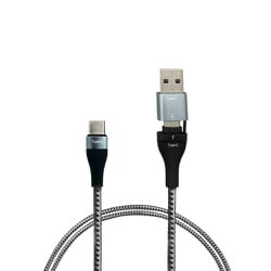 Type-A変換アダプター付 USB Type-C（CtoC）ケーブル 2m グレー CKJ-CA2M GY