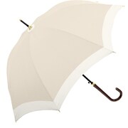 長傘 婦人用 晴雨兼用 バイカラー 60cm ジャンプ式 UVカット加工 グラスファイバー骨(親骨) 内側ブラックコーティング ベージュ 117985