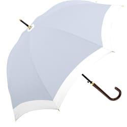 長傘 婦人用 晴雨兼用 バイカラー 60cm ジャンプ式 UVカット加工 グラスファイバー骨（親骨） 内側ブラックコーティング ブルーグレー 117986