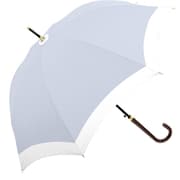 長傘 婦人用 晴雨兼用 バイカラー 60cm ジャンプ式 UVカット加工 グラスファイバー骨(親骨) 内側ブラックコーティング ブルーグレー 117986