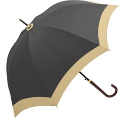 長傘 婦人用 晴雨兼用 バイカラー 60cm ジャンプ式 UVカット加工 グラスファイバー骨（親骨） 内側ブラックコーティング ブラック 117987