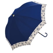 長傘 婦人用 晴雨兼用 フラワーブルーム 50cm 手開き式 UVカット加工 遮光 遮熱 内側ブラックコーティング加工 UPF50+ ネイビー 117974